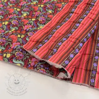 Bavlněná látka VOILE STEPPED Paisley flowers brown digital print