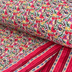 Bavlněná látka VOILE STEPPED Paisley flowers white digital print