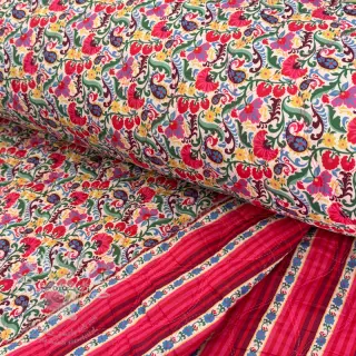 Bavlněná látka VOILE STEPPED Paisley flowers white digital print