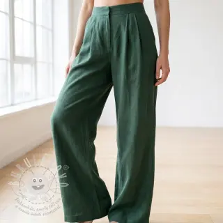 Viskóza se lnem WASHED dark green