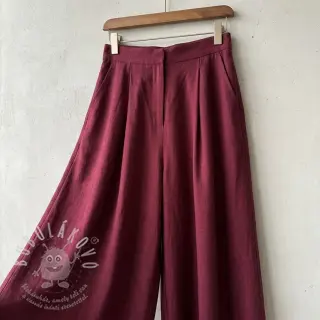 Viskóza se lnem WASHED wine red