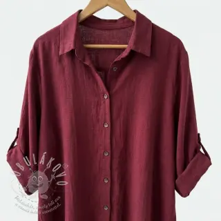 Viskóza se lnem WASHED wine red