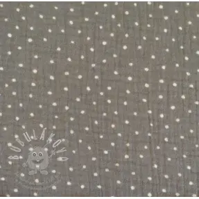 Dvojitá gázovina/mušelín Dots grey/white