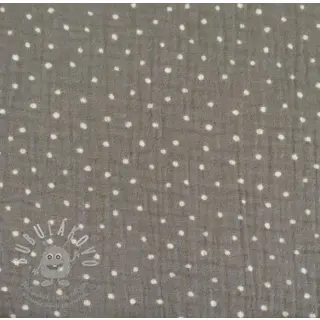 Dvojitá gázovina/mušelín Dots grey/white