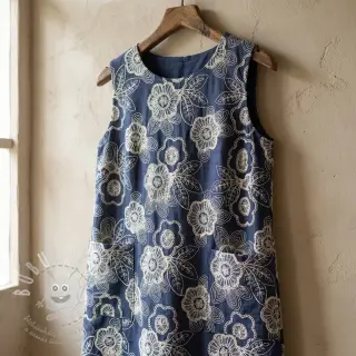 Bavlněná látka JEANS EMBROIDERY Niva design A
