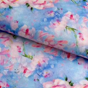 Bavlněná látka SATIN STRETCH Peony roses