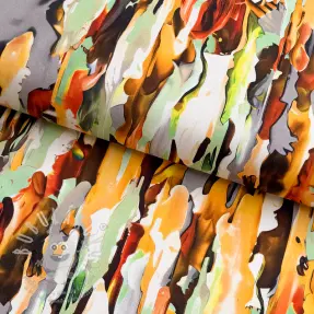 Bavlněná látka SATIN STRETCH Abstract paint