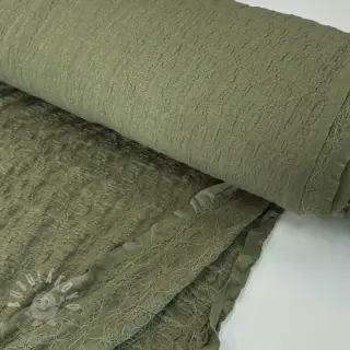 Bavlněná látka SMOGGED EMBROIDERY army green
