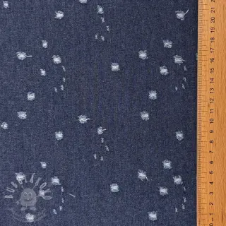 JEANS DENIM 6 OZ Uneven Small Holes dark blue