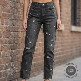 JEANS DENIM 6 OZ Big Holes black