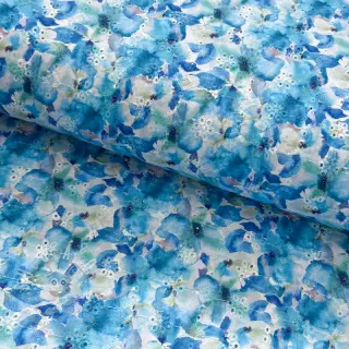 Bavlněná látka EMBROIDERY Viola blue digital print