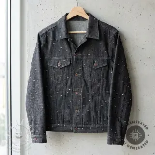 JEANS DENIM 6 OZ Uneven Small Holes black