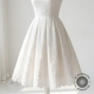 Bavlněná látka EMBROIDERY Catchy Flowy white
