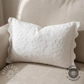 Bavlněná látka EMBROIDERY Catchy Flowy white