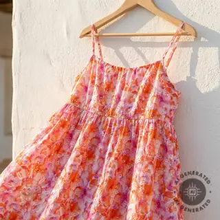 Bavlněná látka EMBROIDERY Viola peach digital print