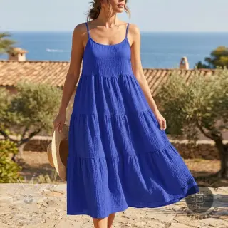 Bavlněná látka SMOGGED EMBROIDERY cobalt