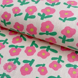 Úplet RIB JENNIFER BOURON Flowers natural pink ORGANIC