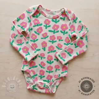 Úplet RIB JENNIFER BOURON Flowers natural pink ORGANIC