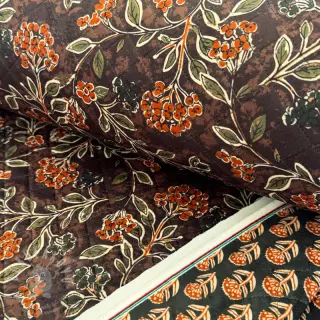 Samet VELVET QUILT Flowers leaves dark brown
