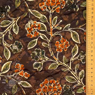 Samet VELVET QUILT Flowers leaves dark brown