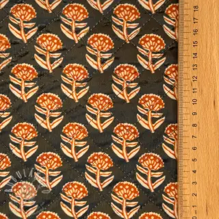 Samet VELVET QUILT Flowers leaves dark brown