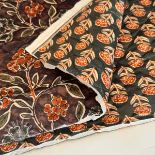 Samet VELVET QUILT Flowers leaves dark brown