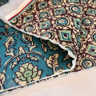 Samet VELVET QUILT Flowers abstract petrol