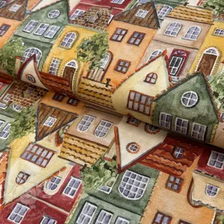 Dekorační látka premium Rustic village house digital print
