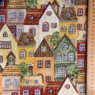Dekorační látka premium Rustic village house digital print