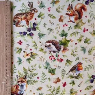 Dekorační látka premium Animal forest dream beige digital print