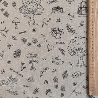 Dekorační látka Linenlook Wander woods doodle