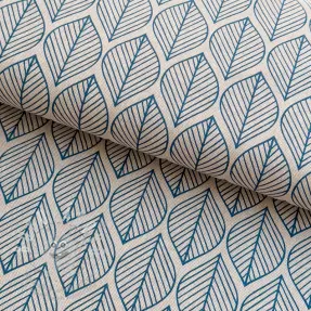 Dekorační látka Linenlook Leaf line minimalist denim