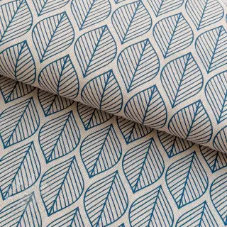 Dekorační látka Linenlook Leaf line minimalist denim