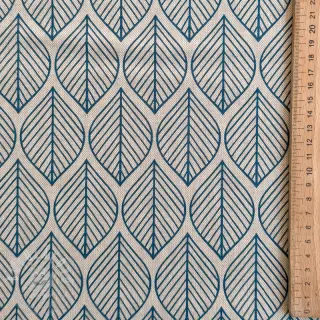 Dekorační látka Linenlook Leaf line minimalist denim