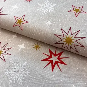 Dekorační látka Linenlook Magic star red gold