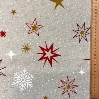 Dekorační látka Linenlook Magic star red gold