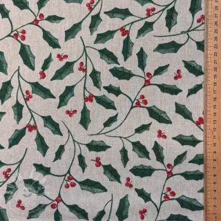 Dekorační látka Linenlook Holly branch Xmas