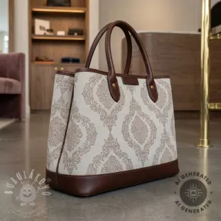 Dekorační látka Linenlook Baroque damask charm taupe