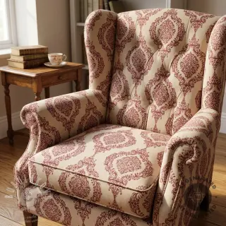 Dekorační látka Linenlook Baroque damask charm wine