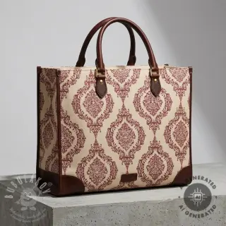 Dekorační látka Linenlook Baroque damask charm wine