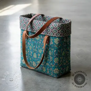 Samet VELVET QUILT Flowers abstract petrol