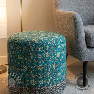 Samet VELVET QUILT Flowers abstract petrol