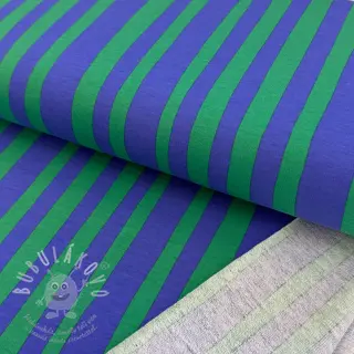 Teplákovina Stripes by JENNIFER BOURON blue green ORGANIC