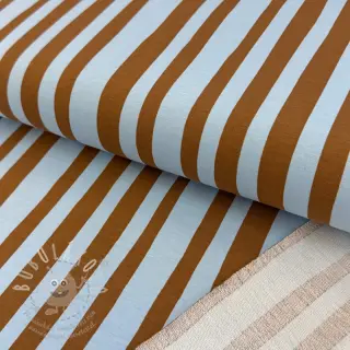 Teplákovina Stripes by JENNIFER BOURON blue brown ORGANIC