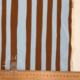 Teplákovina Stripes by JENNIFER BOURON blue brown ORGANIC