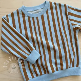 Teplákovina Stripes by JENNIFER BOURON blue brown ORGANIC
