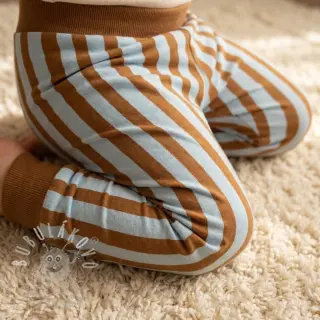 Teplákovina Stripes by JENNIFER BOURON blue brown ORGANIC