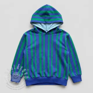 Teplákovina Stripes by JENNIFER BOURON blue green ORGANIC