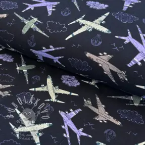 Úplet Airplanes navy digital print