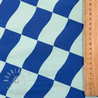 Teplákovina počesaná SOFT Checks mint blue